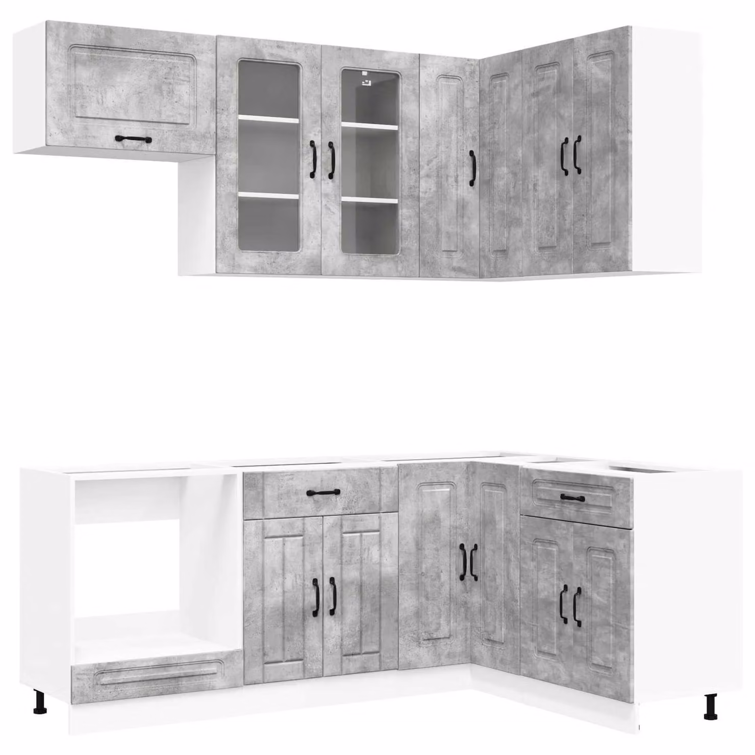 Set di mobili da cucina KALMAR, 8 pezzi, colore grigio cemento, materiale: legno composito
