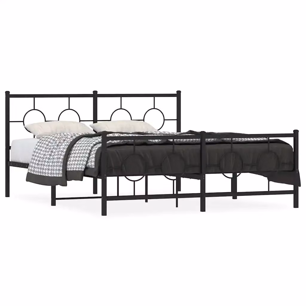 Giroletto vidaXL con testiera e pediera in metallo nero L/P: 150 x 200 cm – 2