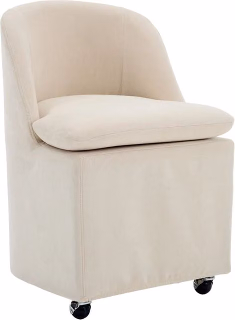 Sedia da pranzo 53 x 53,5 x 78,5 cm in ciniglia beige con ruote, set da 2