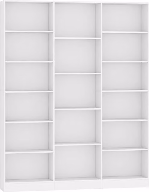 Libreria HOMCOM con ripiani regolabili e sistema antiribaltamento, Bianco, L: 149 cm, P: 23,6 cm, H: 188 cm