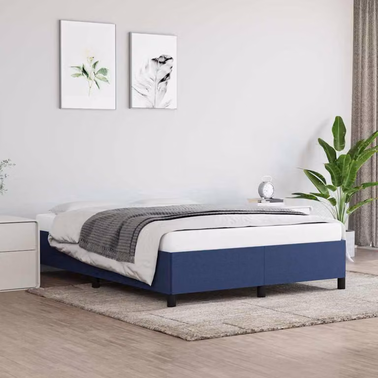 vidaXL Giroletto Blu in Tessuto con Listelli in Legno L/P/H: 140 x 200 x 35 cm