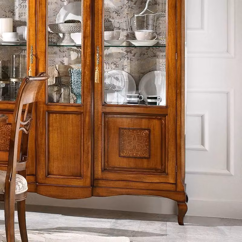 Vetrina classica con 2 ante in legno e vetro Mobili 2G L: 163 cm, P: 45 cm, H: 207 cm – 4