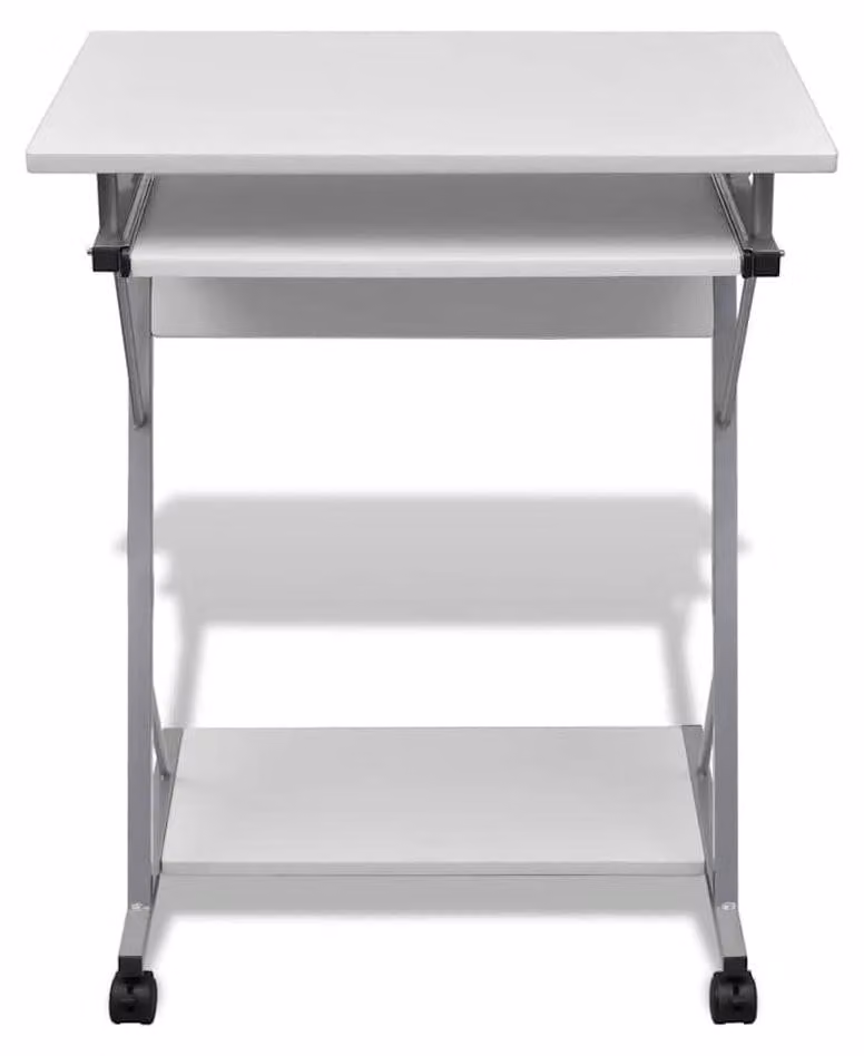 Solidchoice - Scrivania compatta bianca per computer con supporto per tastiera