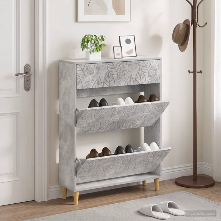 Mobile porta scarpe DELFT vidaXL grigio moderno in legno ingegnerizzato L: 78 cm, P: 24 cm, H: 103 cm