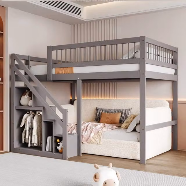 Letto in legno 140x200 - Xylo - Grigio senza materasso