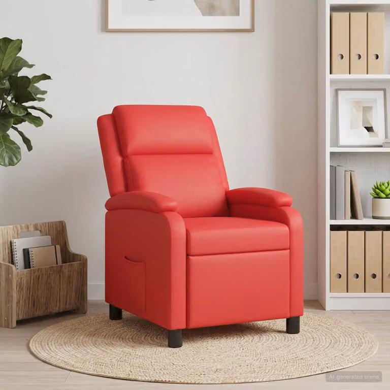 Poltrona reclinabile relax vidaXL in similpelle rossa con braccioli per soggiorno e ufficio