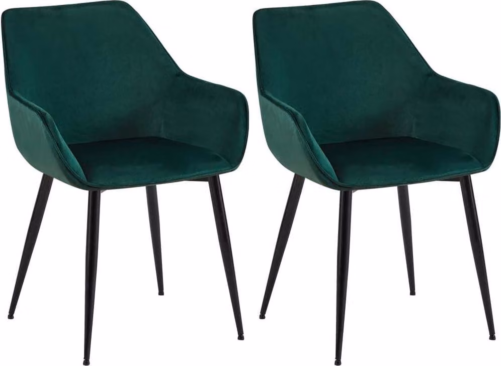 set di 2 sedie da pranzo - Poltrona - Struttura robusta, elevato comfort | Colore: Verde | Materiale: Morbido