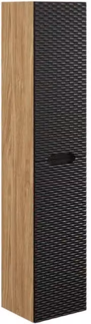Colonna da bagno YOKA – 2 porte – Rovere chiaro e nero – L35 × P33 × H170 cm – Da appendere