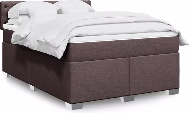 Letto con Giroletto a Molle e Materasso vidaXL, Marrone e Bianco, L 144 cm x P 200 cm
