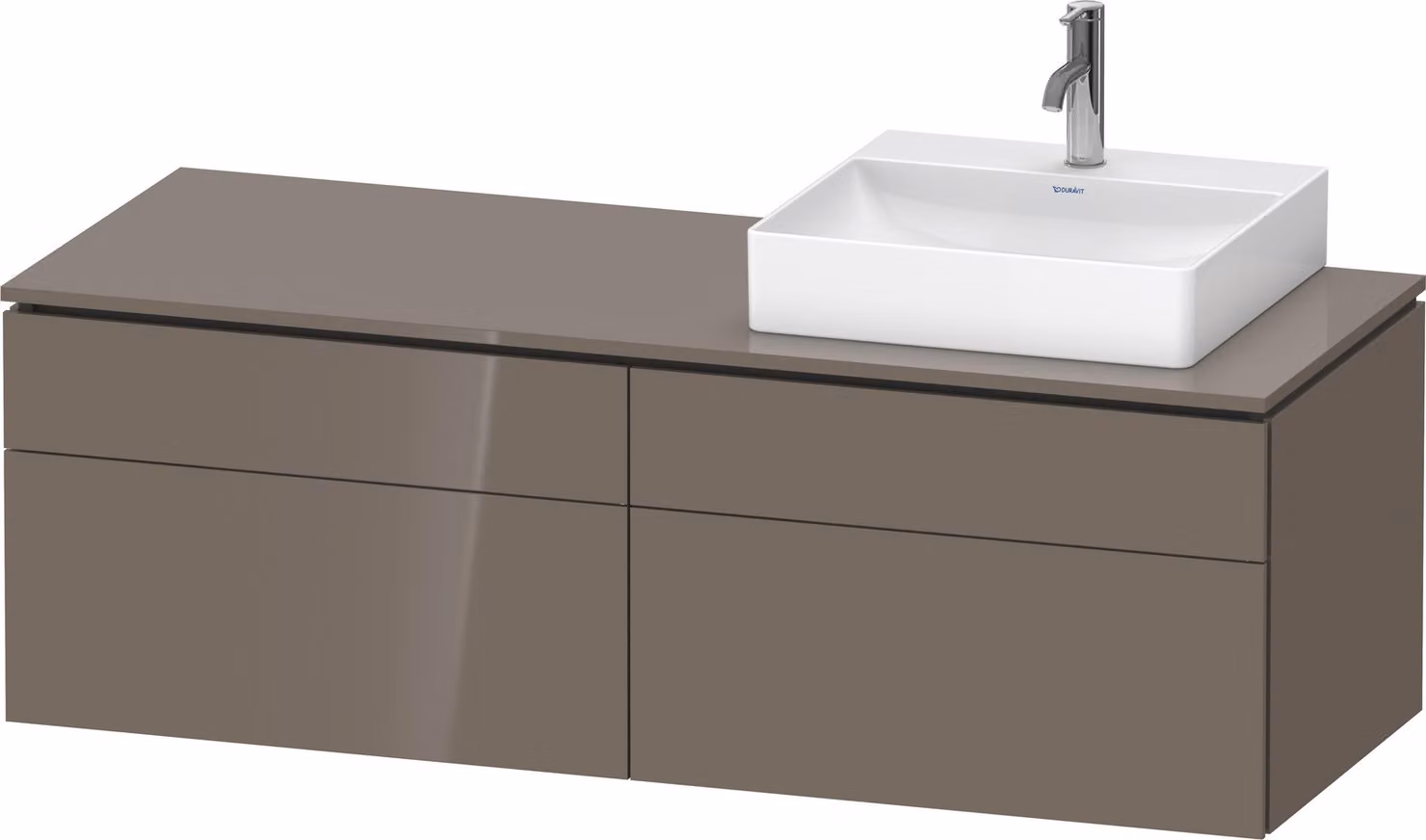 Duravit L-Cube Meuble sous-lavabo en console suspendu, avec plan de toilette en console, 4 tiroirs, vasque à droite, 1420x482x550mm, LC4870R89890000, LC4870R89890000