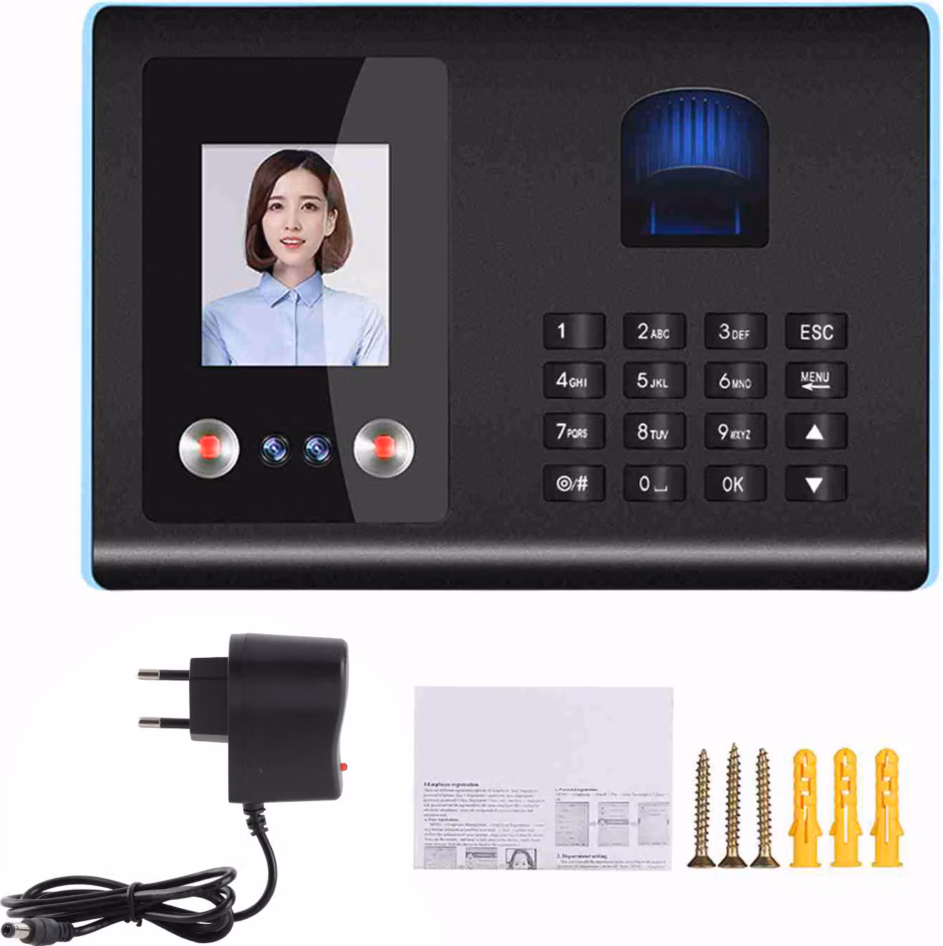 Sistema di rilevazione delle presenze – riconoscimento facciale, impronta digitale e password, con messaggi vocali, multilingue, dispositivo di rilevazione delle presenze per i dipendenti