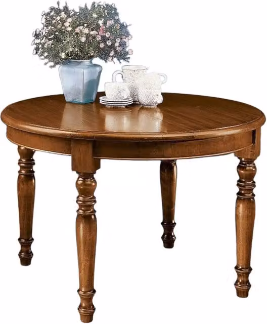 Tavolo rotondo allungabile in legno massello marrone Mobili 2G L: 120 cm, H: 78 cm – 3