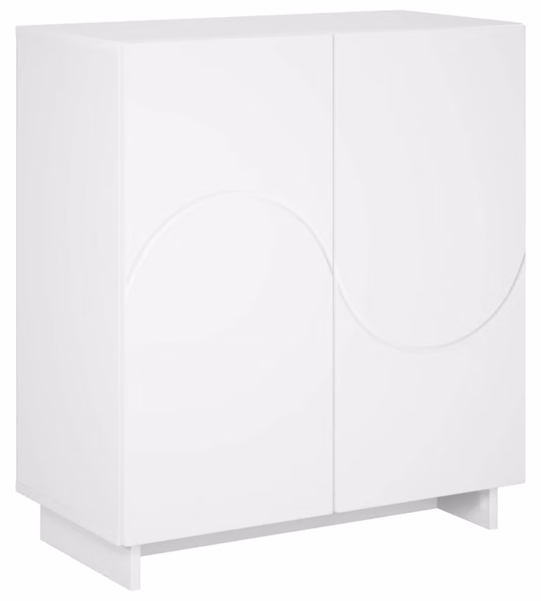 Mobile contenitore bianco, dimensioni 67 x 34,5 x 75 cm, realizzato in materiale composito di legno