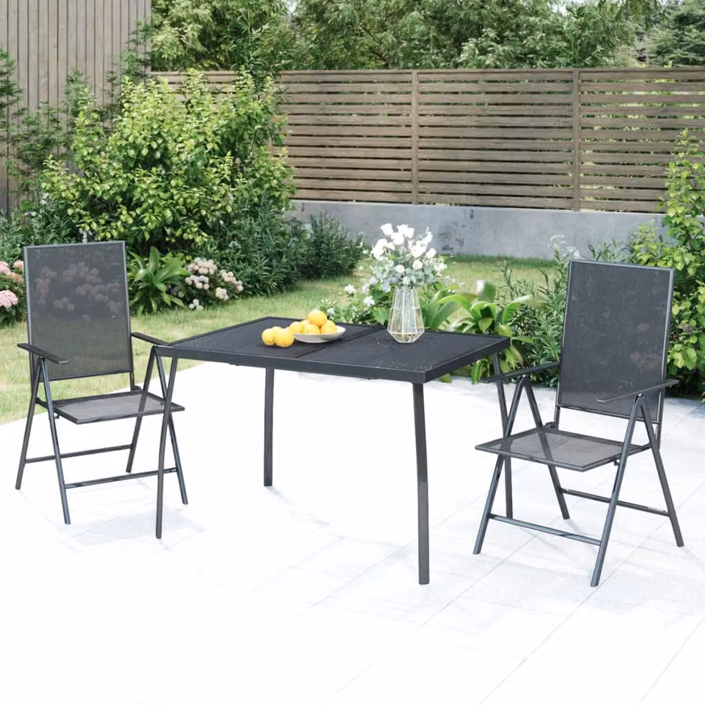 vidaXL Tavolo da Giardino Moderno in Acciaio Antracite L: 110 cm, P: 80 cm, H: 72 cm