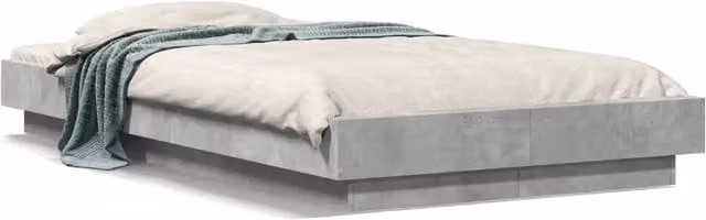 Letto singolo moderno in legno multistrato con luci LED sottobasso e porta USB, colore grigio cemento, L/P: 90 x 200 cm – 1