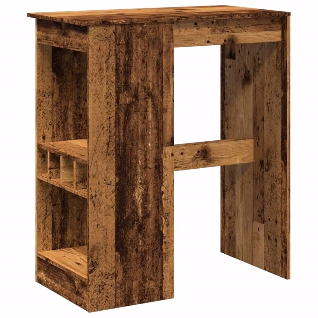 Tavolo Bar con Rastrelliera Antico 90x47,5x103,5 cm Multistrato