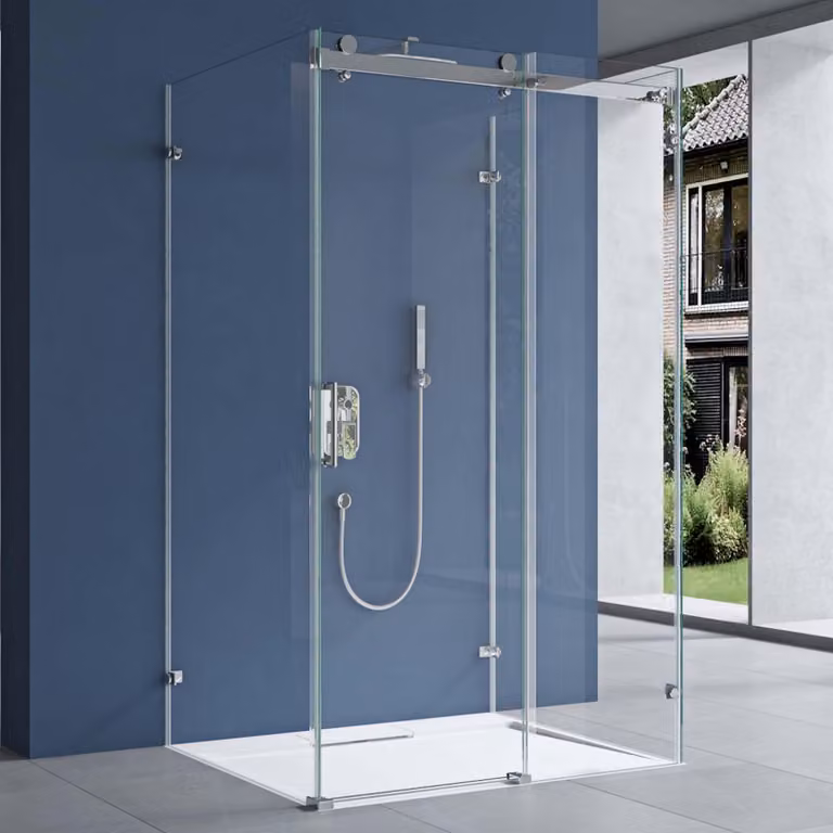 doporro Box Doccia 100x120x100cm, Cabina Doccia con Porta Scorrevole a Forma di U Vetro di Sicurezza ESG Altezza: 195cm Vetro di Sicurezza ESG Vetro Trasparente Ravenna17-2Uk