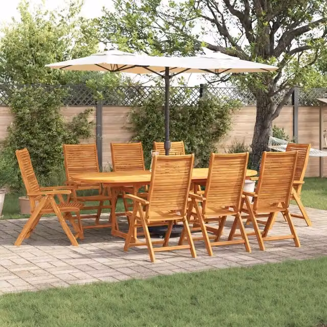 Set da pranzo per giardino vidaXL in legno di acacia marrone, 9 pezzi