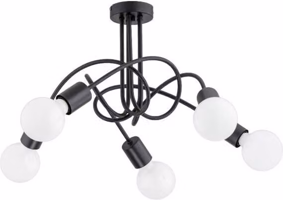 Lampada da soffitto LUPO nera 5xE27x15W in metallo, dimensioni: 32x47,5x47,5 cm, IP20, Alfa