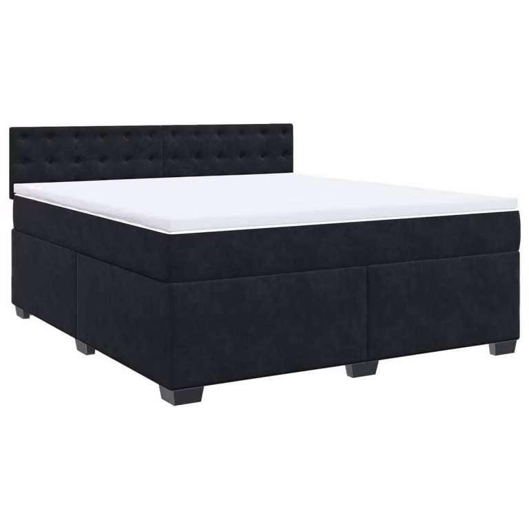 Giroletto a Molle con Materasso Nero 180x200 cm in Velluto