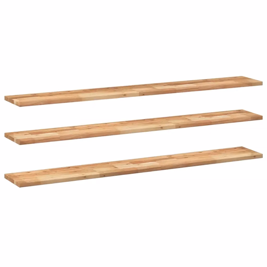 Set di 3 mensole da parete VIDAXL in legno di acacia marrone con finitura a olio, L: 160 cm, P: 20 cm, H: 2 cm