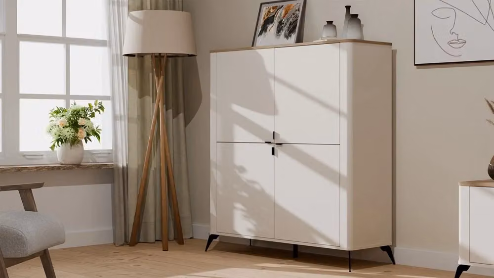 Cassettiera CORDOBA CASTELLO con 4 ante e 8 ripiani, colore cashmere beige rovere, ideale per camera da letto e soggiorno – 2