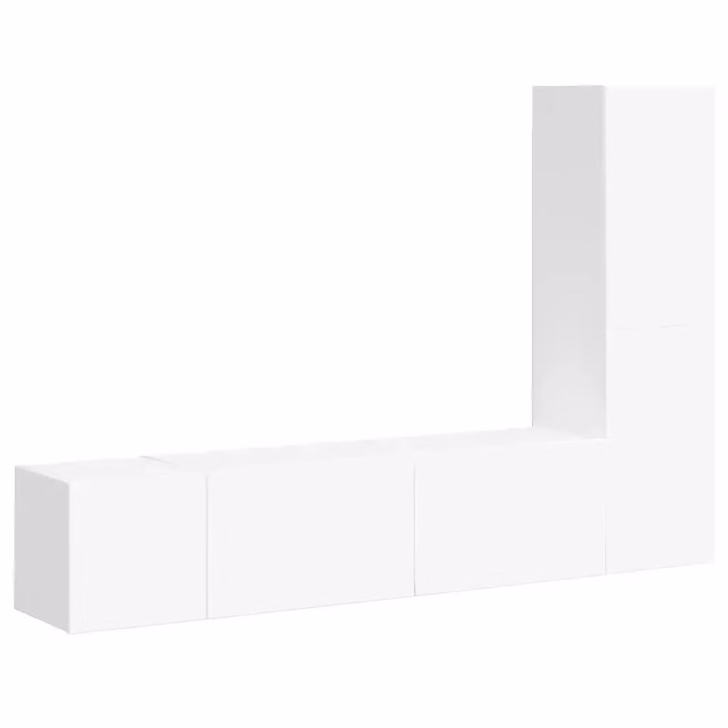 Set di mobili porta TV vidaXL in legno multistrato bianco, design minimalista con scomparti multimediali, 3 pezzi – 2
