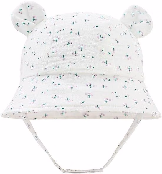 Cappellino da sole per bambini con protezione UV, colori abbinati, motivo floreale