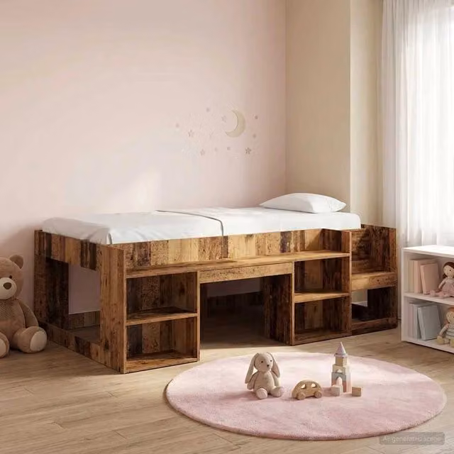 Struttura per Letto per Bambini con Ripostiglio Legno antico 3422601