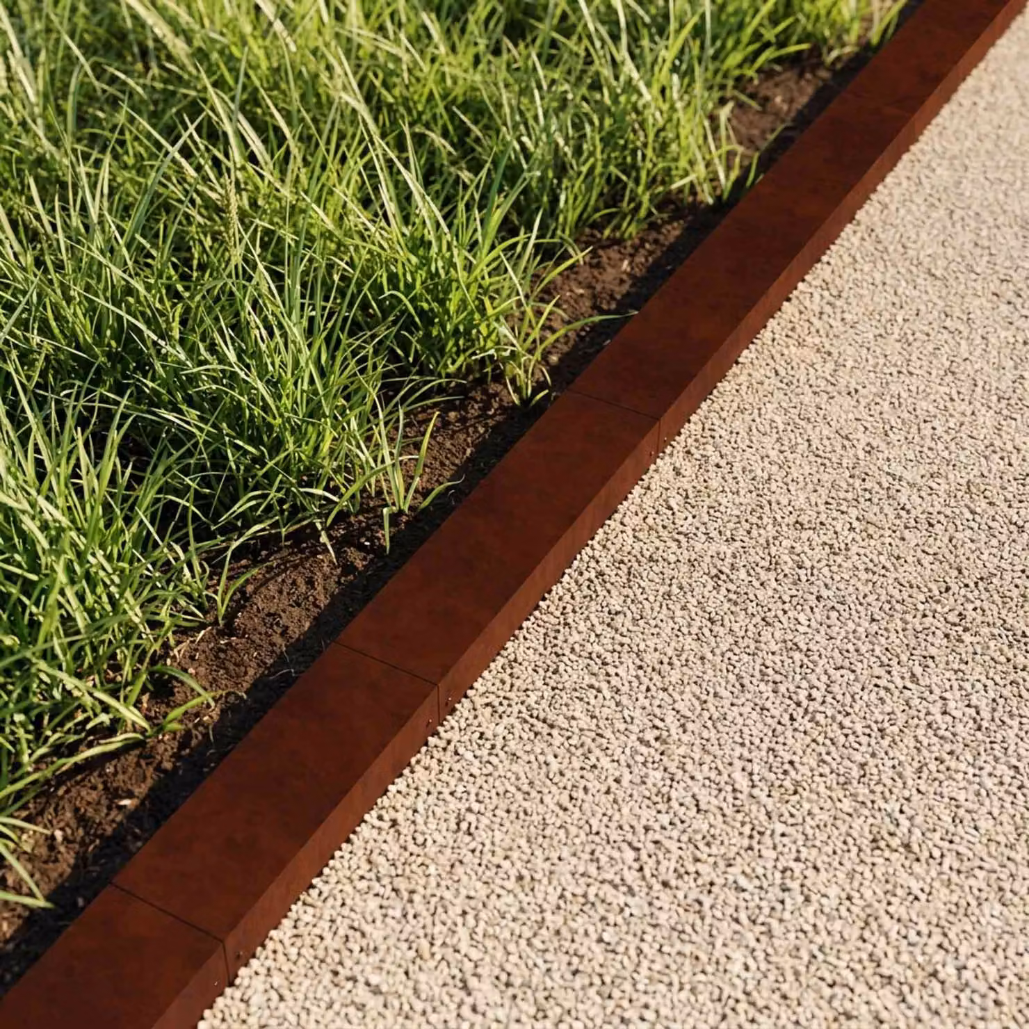 Set di 20 profili di copertura per giardino vidaXL in acciaio, colore marrone arrugginito, L: 100 cm, P: 10 cm, H: 5 cm