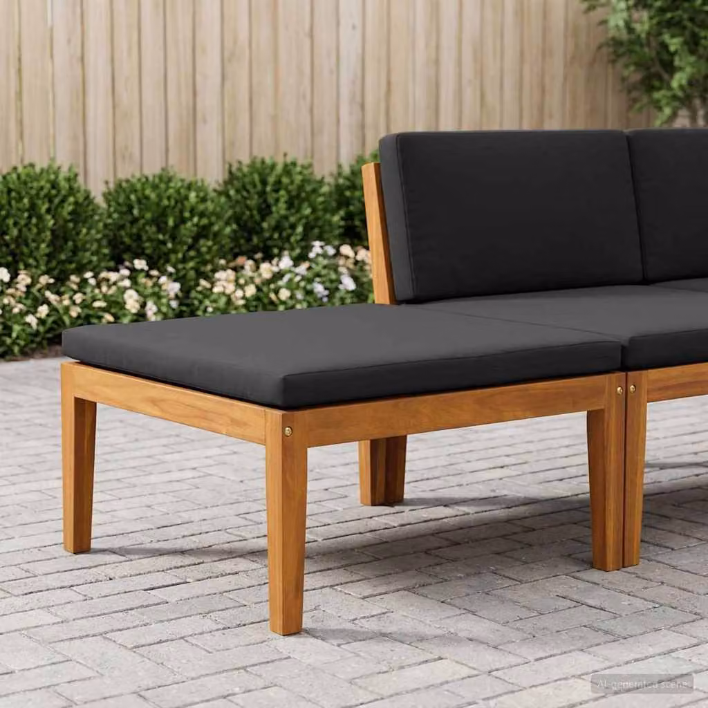 vidaXL Poggiapiedi da giardino in legno di acacia con cuscini, marrone e antracite, L: 60 cm, P: 30 cm, H: 30 cm