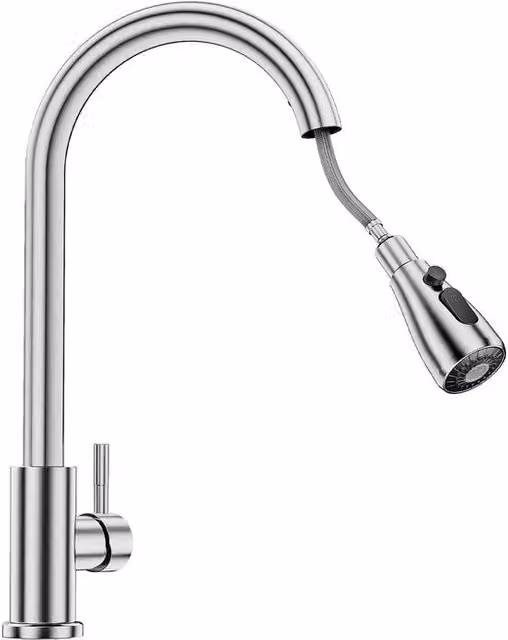Uittrekbare spigota per cucina, rubinetto per lavaggio con 3 posizioni per doccia, getto e pausa, rubinetto cucina per acqua fredda e calda, rubinetto cucina in acciaio inossidabile, rotazione 360°