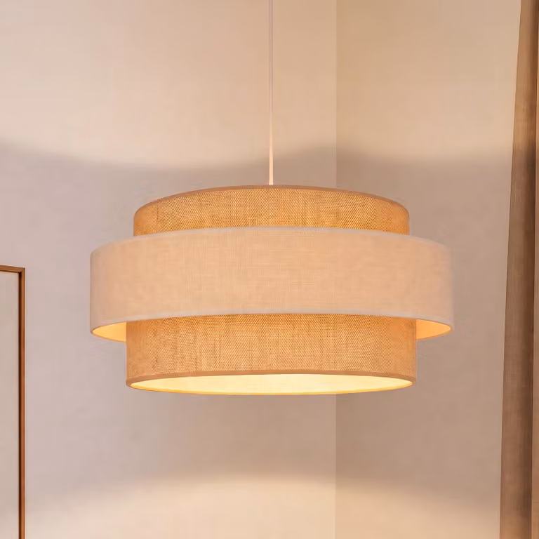 Lampada a sospensione Space Duolla, Crema / Ambra, Camera da letto, Tessuto / Stoffa / Seta, Giovanile, Lampada a sospensione