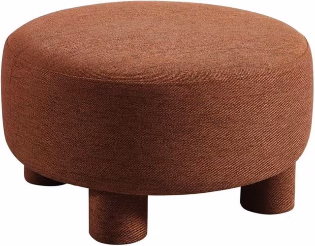 Poggiapiedi per divano Sweeek in tessuto con struttura in legno, beige e arancione