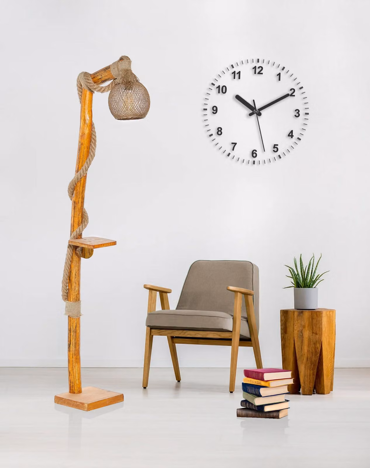 Opviq, Arbor, lampade da terra, naturale, legno, 24 x 24 x 140 cm