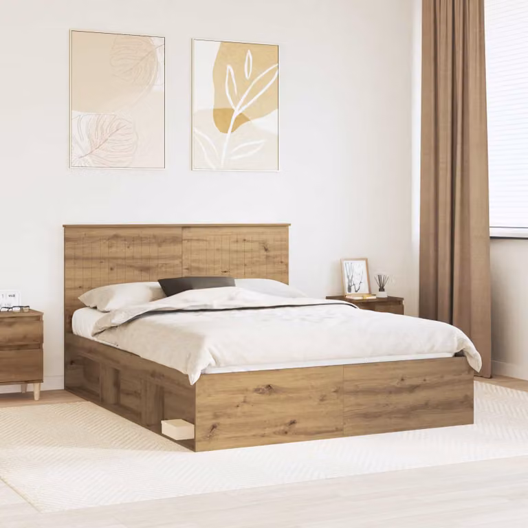 Struttura del letto vidaXL in legno di pino marrone con doghe rigide L: 150 cm, P: 200 cm, H: 100 cm
