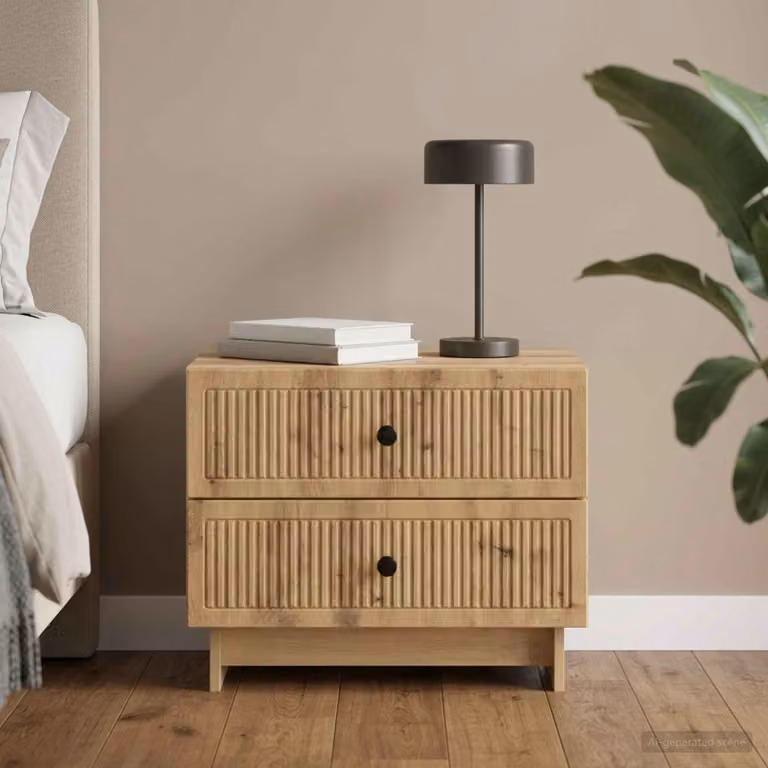 Armadio da Notte vidaXL in Rovere con finitura Opaca, L 62 cm x P 34,5 cm x H 47,5 cm