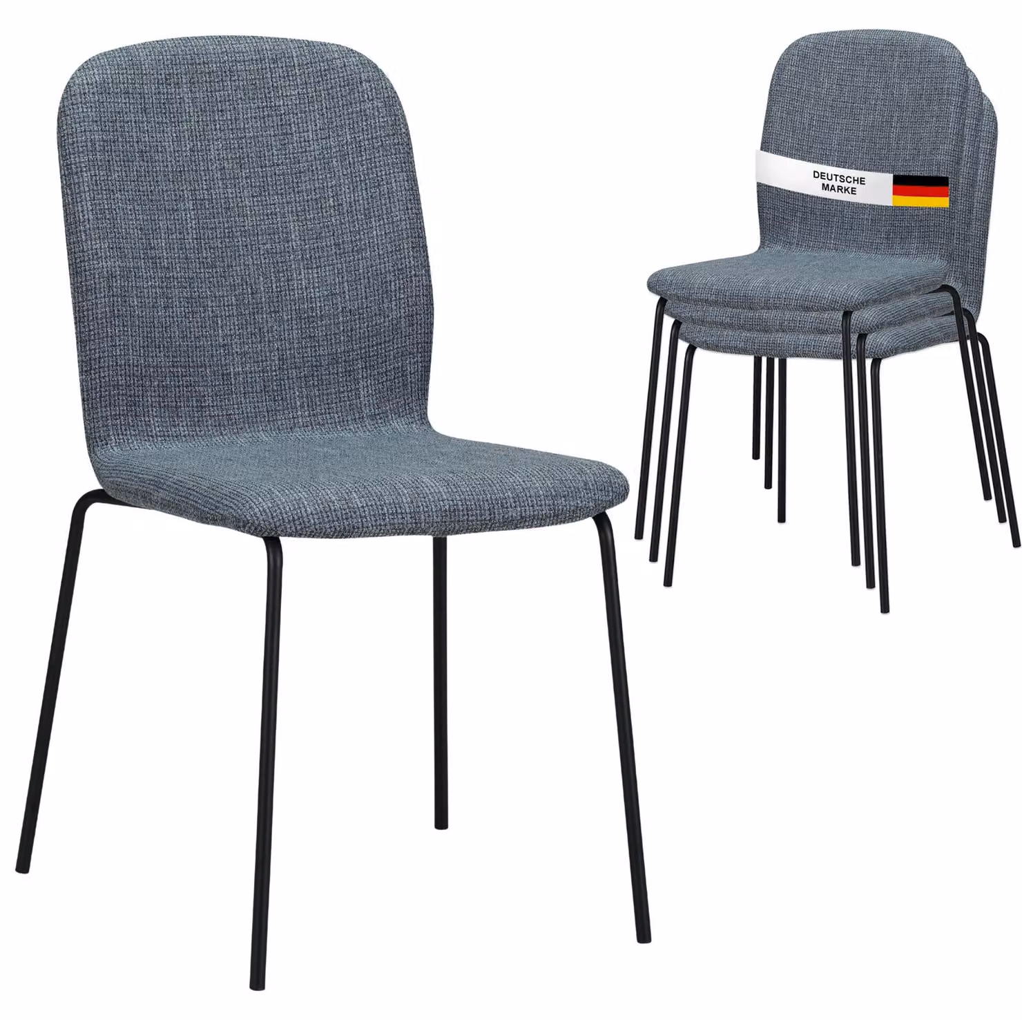 Set di 4 sedie per sala da pranzo Albatros ENNA, grigio - Sedia imbottita impilabile e confortevole - Sedia da cucina elegante, sedia per sala da pranzo o tavolo da pranzo, sedia da conferenza , numero di pezzi:4, colore:Grigio