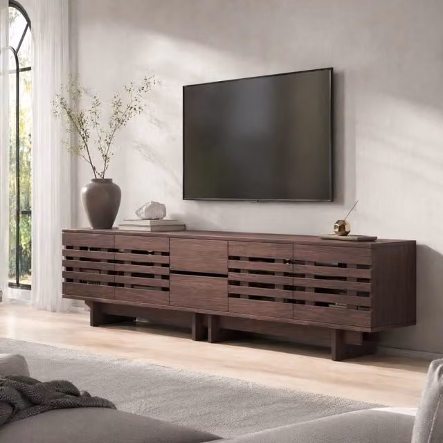Mobile TV REDOM in stile Mid-Century, Colore Noce, L/P/H: 200 x 39,5 x 55 cm