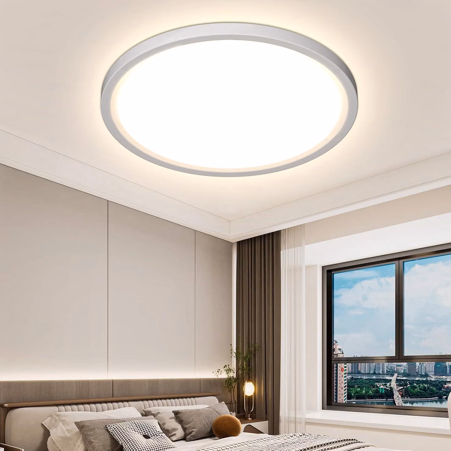 Lampada da soffitto a LED, rotonda, diametro 40 cm, 48 W, 4000K, design piatto