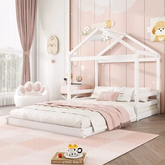 letto casa in pino bianco 140 x 200 cm