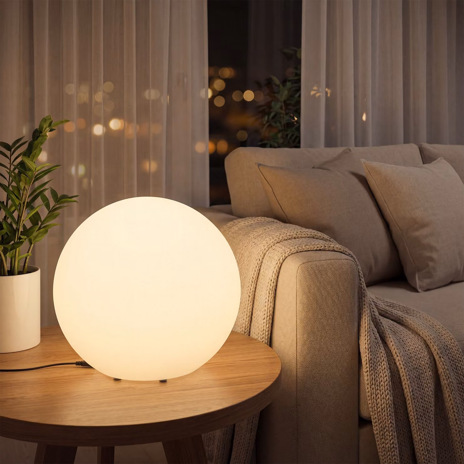 Lampada a sfera LED Tectake bianca e multicolore con telecomando per giardino e terrazzo, Ø 40 cm – 2
