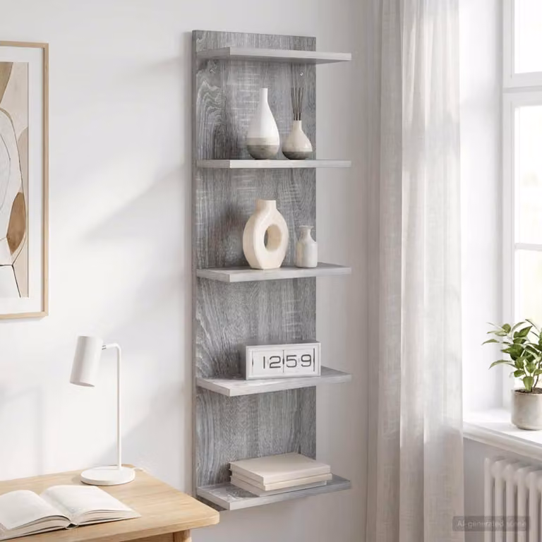Scaffale da parete moderno vidaXL in MDF color grigio L: 30 cm, P: 15 cm, H: 100 cm