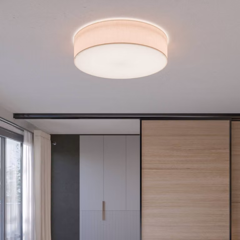 Plafoniera soffitto Rondo TK Lighting, dimmerabile, Crema / Ambra, Camera da letto, Tessuto / Stoffa / Seta, Moderno, Plafoniera