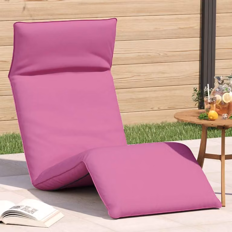 vidaXL Lettino Pieghevole Rosa con Poggiatesta Regolabile in Tessuto Oxford e Acciaio L/P/H: 175 x 54 x 8,5 cm