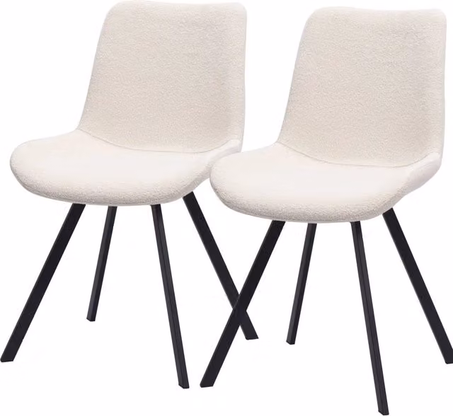 Set di 2 Sedie da Pranzo Girevoli con Rivestimento in Tessuto e Gambe in Metallo, Disponibili in Bianco e Beige