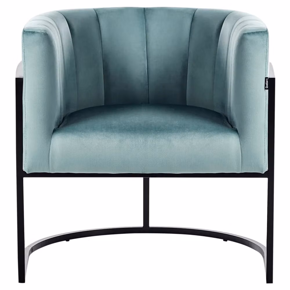 Poltrona Beliani in Velluto Verde con Struttura in Metallo Argento Stile Glamour L: 72 cm, P: 73 cm, H: 66 cm