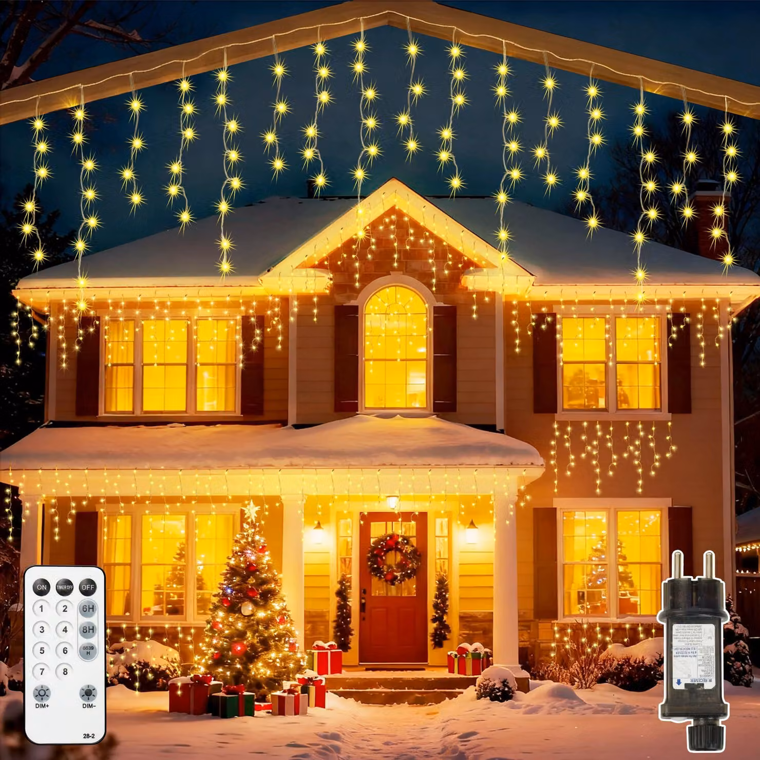 Catena luminosa da 7,5 metri, con 306 LED bianco caldo, timer, memoria e grado di protezione IP44