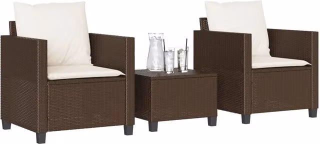 Set Bistrò 3 pz con Cuscini Marrone in Polyrattan 4003897