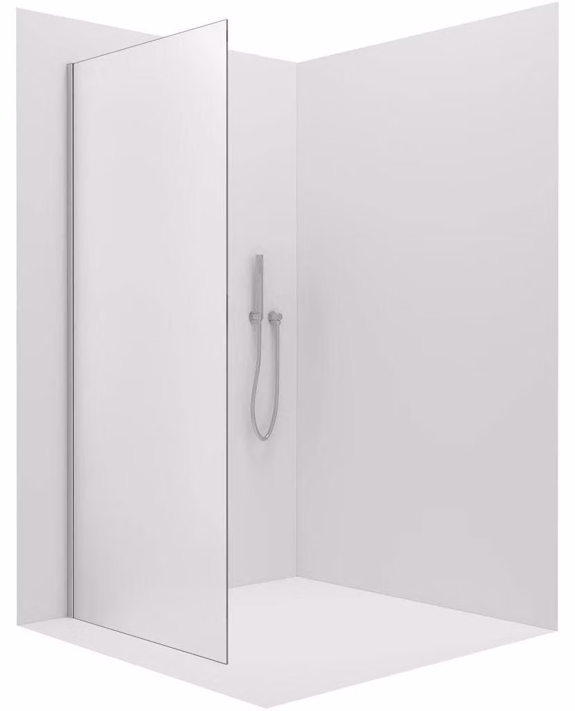 CERANO - Parete laterale Santoro - destra - 6 mm - cromo, vetro smerigliato - 90x195 cm - monoblocco